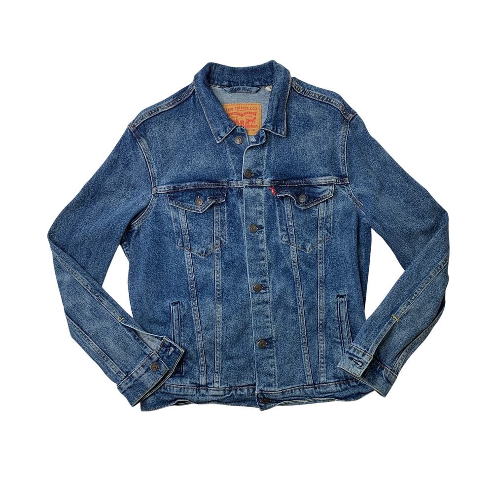 Levis Jacket Mens M Medium Denim Type 3 Trucker Flap Pocket Retro Biker